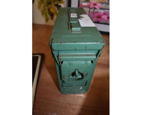 A vintage military ammunition case