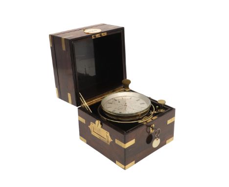 A RARE AND EARLY 19TH CENTURY SEVEN-DAY MARINE CHRONOMETER, BY BROCKBANK & ATKINS. the silvered 4.25" silvered dial with Roma