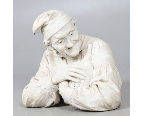 LOT TORELLI (1835-1935), 'ULTIMO AMORE' (FINAL LOVE). white marble bust, signed Lot Torelli, Firenze, height 52cm, width 60cm
