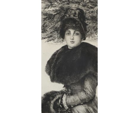 JAMES JACQUES JOSEPH TISSOT (1836-1902). PROMENADE DANS LA NEIGE (Wentworth 48). Etching with drypoint, 1880, from the editio