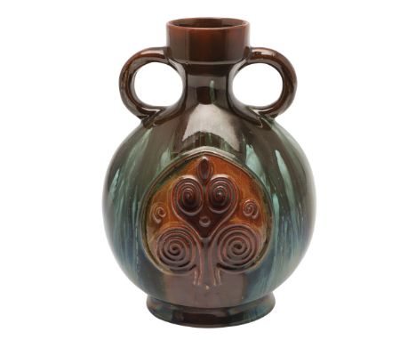 LINTHORPE ART POTTERY VASE - CHRISTOPHER DRESSER. Designed by Christoper Dresser for Linthorpe, the vase of ovoid form with l