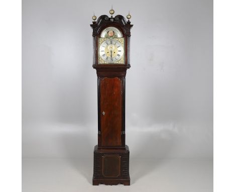 A GEORGE III MAHOGANY LONGCASE CLOCK. the 13" arched moon phase dial signed John Taylor, Manchester, with silvered chapter ri