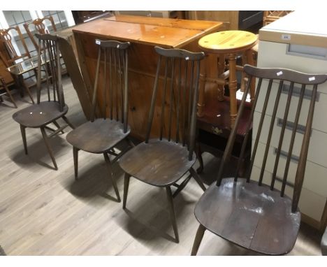 SET OF 4 ERCOL DINING CHAIRS (POOR)