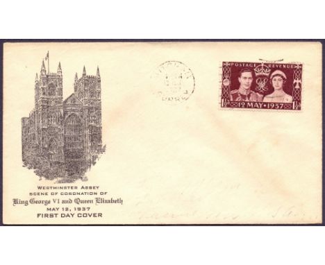 GREAT BRITAIN FIRST DAY COVERS : 1937 Coronation First Day cover on scarce Westminster Abbey engraved illustrated envelope. P