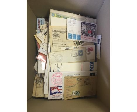 POSTAL HISTORY : WORLD, accumulation in box inc telegrams, Scandinavian First Flight covers, Swiss FDCs, GB with QV to GV reg