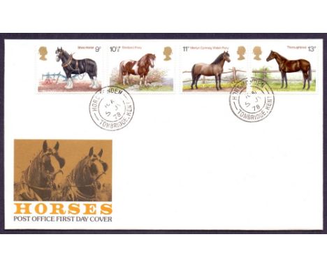 GREAT BRITAIN FIRST DAY COVERS : 1978 Horses FDC cancelled by "Horsmonden" CDS 5th July 1978