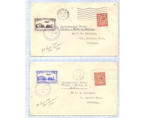 POSTAL HISTORY AIRMAILS : Great Britain Airmails: 1925 London to Paris first flight, 1935 London to Liverpool Railway Air Ser