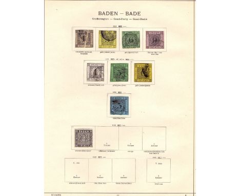 GERMANY STAMPS : Useful minty & used collection on Schaubek printed album pages with Baden 1851, 53 & 58 imperfs used, Bavari