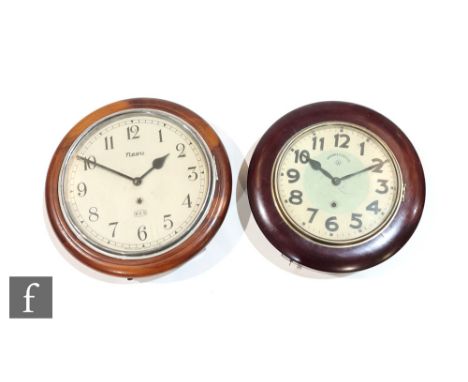 An early 20th Century India Bombay circular station railway clock, painted Arabic dial, named NESU HES, spring driven movemen