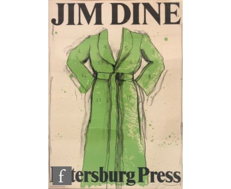 JIM DINE (AMERICAN, BORN 1935) - 'Petersberg Press', an exhibition poster,1971, lithograph, signed in pencil, framed, 79cm x 