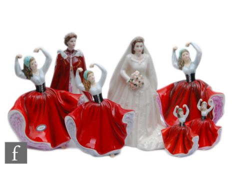 Two Royal Worcester figures of Queen Elizabeth II, the first modelled in celebration of the Queen's 80th Birthday 2006, the s