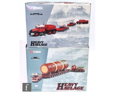 Two Corgi Heavy Haulage 1:50 scale diecast model sets, 31013 ALE Scammell Contractor x 2, Nicolas Trailers and 'Slug Catcher'