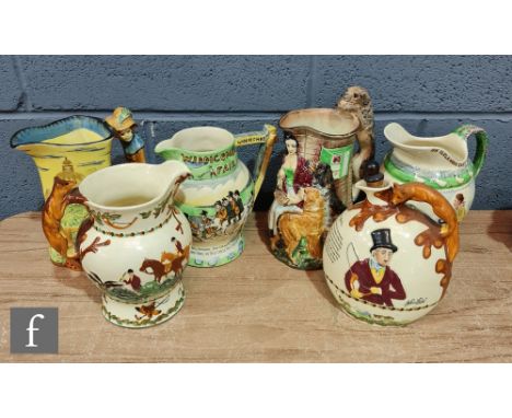 A collection of assorted 1930s and later novelty flower jugs to include a Burleigh Ware reproduction 'Old Feeding Time jug ma