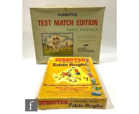 Two Subbuteo Sets, Table Rugby International Edition, and Table Cricket Test Match Edition, both boxed. (2) 