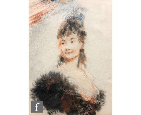 ATTRIBUTED TO JULES ALEXANDRE GRUN (FRENCH 1868-1934) - Portrait of an elegant lady wearing a ball gown, half length, sanguin