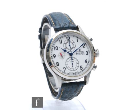 A gentleman's stainless steel Steinhart automatic chronometer with Arabic numerals, subsidiary dials, day and date facility t