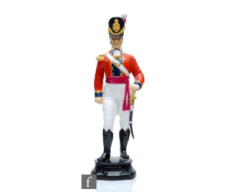 A Royal Worcester military figure from the Historical Figures series modelled as an Officer of the Coldstream Guards 1815. 