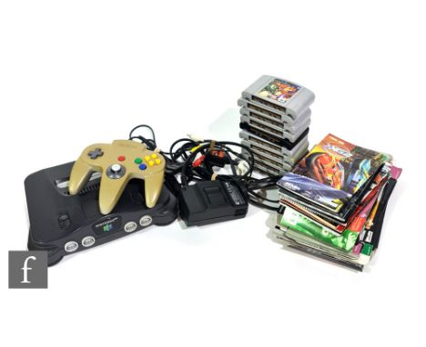 An unboxed Nintendo 64 console, together with a controller and ten games to include 007 Goldeneye, Turok 2: Seeds of Evil, Th