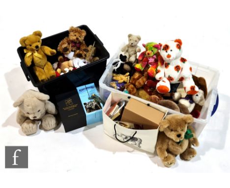 A collection of assorted teddy bears, to include Merrythought, Ty and others, with assorted teddy bear related playing cards,