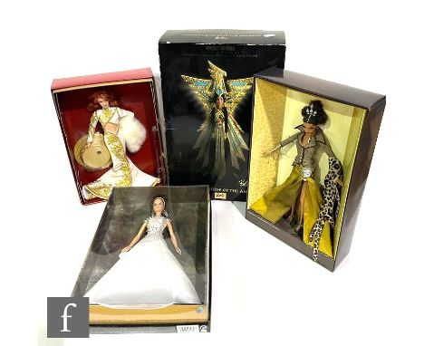 Four Mattel Barbie collectors dolls, Tatu Treasures of Africa by Byron Lars, Fantasy Goddess of the Americas by Bob Mackie, R