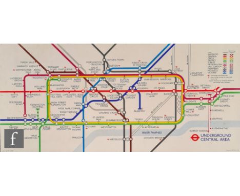 Four 1970s London Underground tube carriage rectangular advertising boards comprising an Underground Central Area map, Smirno