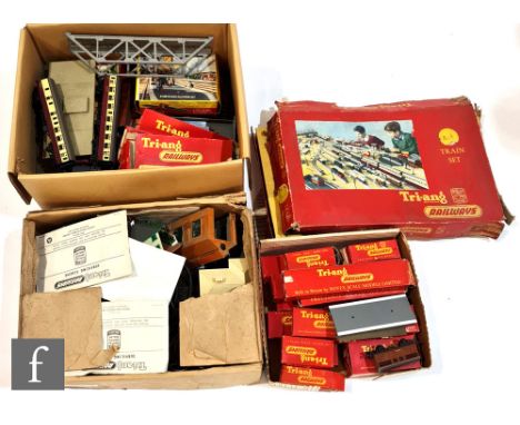 A collection of OO gauge Triang model railway, to include an R3A Train Set, various boxed coaches and rolling stock, and asso