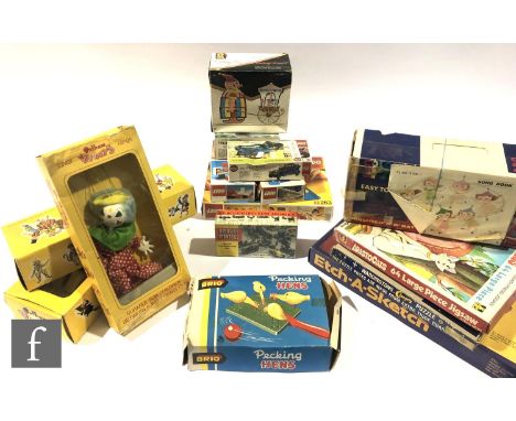 A collection of assorted toys, comprising Lego 263, 200, 272 and 274, three Pelham Puppets, Marx Tricky Action Locomotive, Et