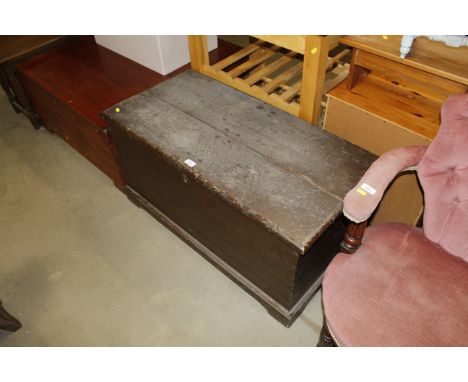 An antique painted pine trunk