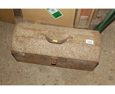 A metal tool box and contents of various tools 