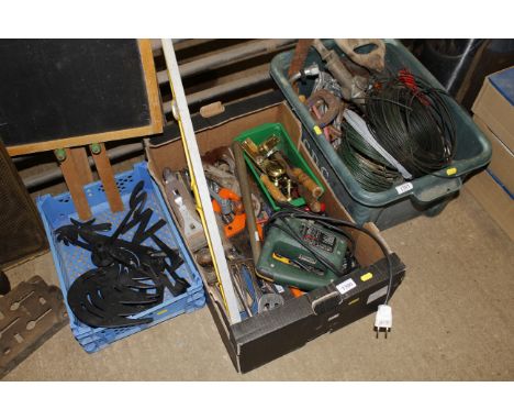 A box of various tools to include a Stanley No.5 plane