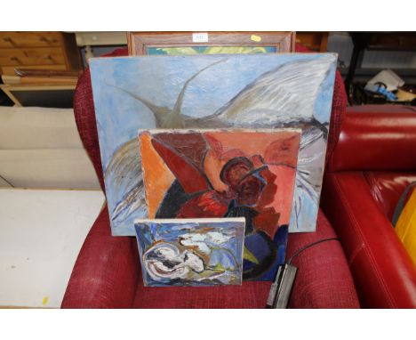 Five various abstract paintings