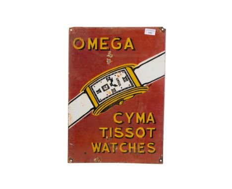 OMEGA ENAMEL ADVERTISEMENT SIGN, 51cm x 35.5cm