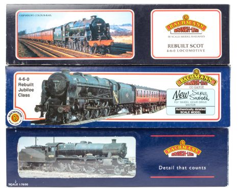 3 Bachmann OO 4-6-0 (ex LMS) tender locomotives. 2x Jubilee class – Comet 45735 (31-250) in BR lined black livery. Plus Coura