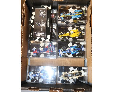 11 Minichamps 1:43 Formula 1. 2x Wolf Ford WR1 J. Schechter. McLaren Mercedes MP4-19 K. Raikkonen. Jordan Ford EJ13 S. Motoya