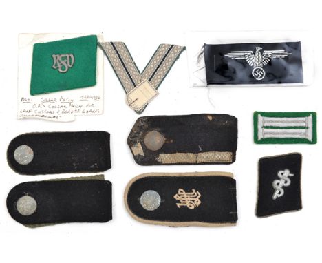 A scarce Third Reich Waffen SS shoulder strap to Liebstandarte Adolf Hitler, OR’s with button; a Waffen SS metallic embroider