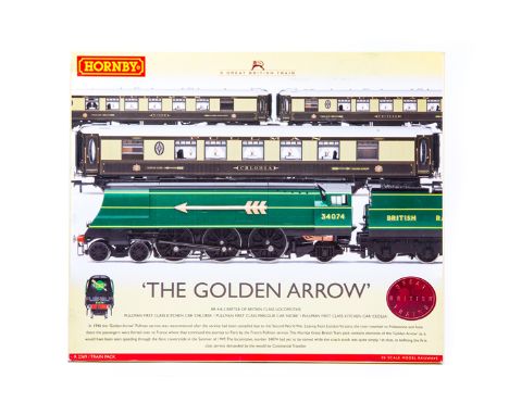 Hornby Railways Train Pack ‘The Golden Arrow’ (R2369). Comprising BR Battle of Britain class 4-6-2 tender locomotive 34074 in