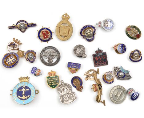 27 lapel badges, mostly enamelled, including 2 types “Home Guard” another “HG”, Royal Army Reserve HM B’ham 1938, National Re
