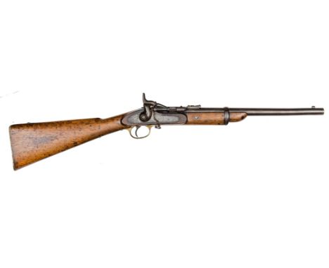 A scarce .577” Mark III Snider cavalry carbine, 34” overall, barrel 16¼” stamped “Steel” and with ordnance view and proof mar