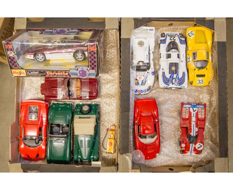 8 1:18 sports racing cars. UT Models Porsche 911 GT1, Warsteiner, RN6 T. Boutsen and H. Stuck. Plus 2 Universal Hobbies-  Mar