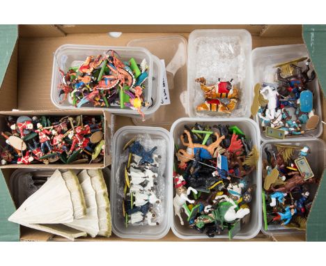 A good quantity of plastic figures by Britains, Crescent etc. French Foreign Legion, Arabs, Mediaeval, Indians, British Army 