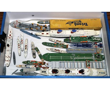 A quantity of waterline model ships, by Mercator, Sondermodell, Modell-Pool, Tri-ang Minic etc. Including ocean liners, ferry