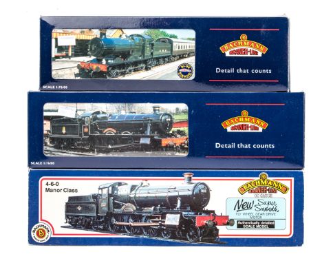 3 Bachmann OO (ex GWR) tender locomotives. A Hall class 4-6-0 Soughton Hall 6962 (31-777), Manor class     4-6-0 Bradley Mano