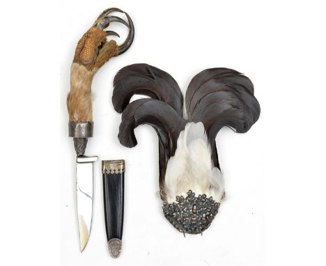 A late 19th century Austrian hunting knife,  plated SE blade 4½”, scalloped along part of back edge, into silver plated embos