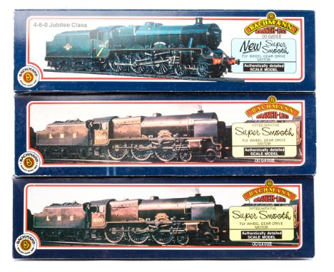 3 Bachmann OO LMS 4-6-0 tender locomotives. 2 Royal Scot class, The Cheshire Regiment 6134 (31-276) in lined black and The We