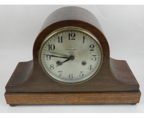 A 20th century mahogany bracket clock, the silvered dial having Arabic numerals, together with a 20th century burr walnut bra