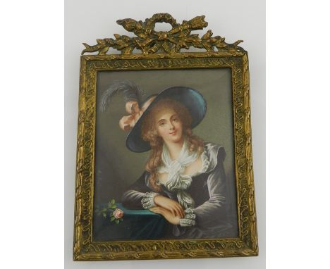 Late 18th / early 19th century school. A portrait miniature of a lady in Georgian costume, (sitter described as Catherine de 