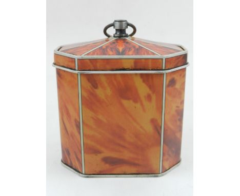 A novelty tin in the form of a Georgian tea caddy.