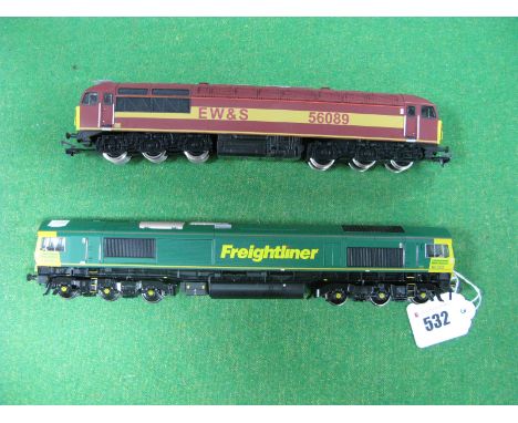 Two "OO" Gauge/4mm Co-Co Diesel Locomotives Bachmann Class 66 "Freightliner", R/No.66552. PLus Mainline Class 56, EW and S li