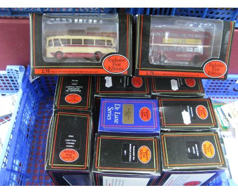 Ten EFE 1:76th Scale Diecast Model Buses, including #15609 Routemaster Bus Mansfield and District, #16303 Bristol LS Bus, Tha