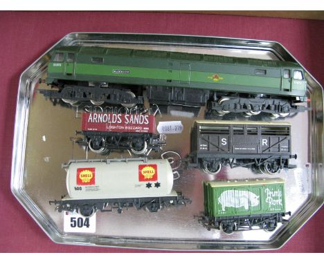 A Hornby "OO" Gauge Class 47 Diesel Locomotive, R/No. D1670, 'Mammoth', BR green, missing buffers, four rolling stock items, 